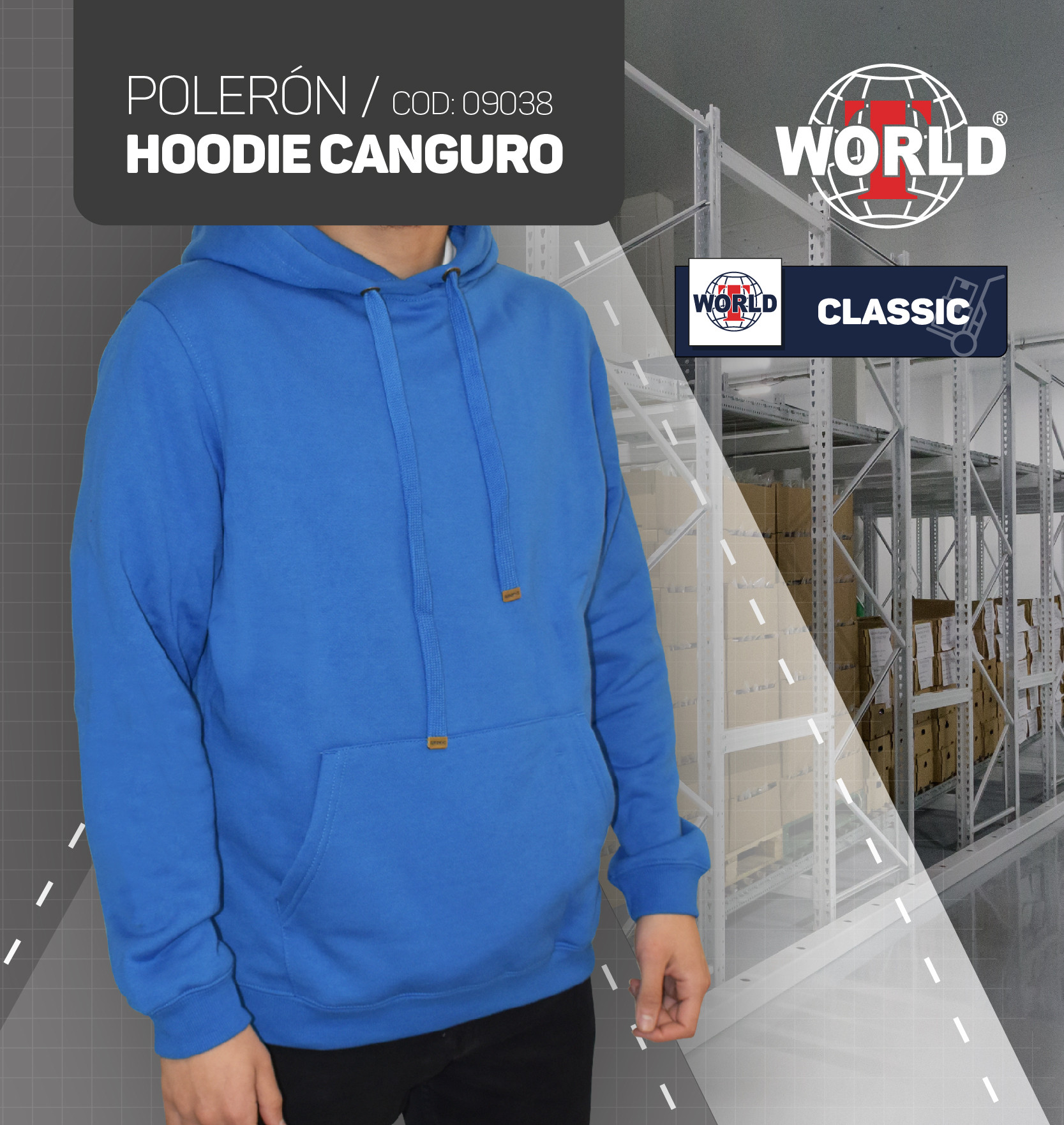 Polerón Hoodie Canguro / T-WORLD WORKWEAR