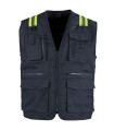 CHALECO GEOLOGO GABARDINA DUAL HI VIS CON CINTA DIA Y NOCHE